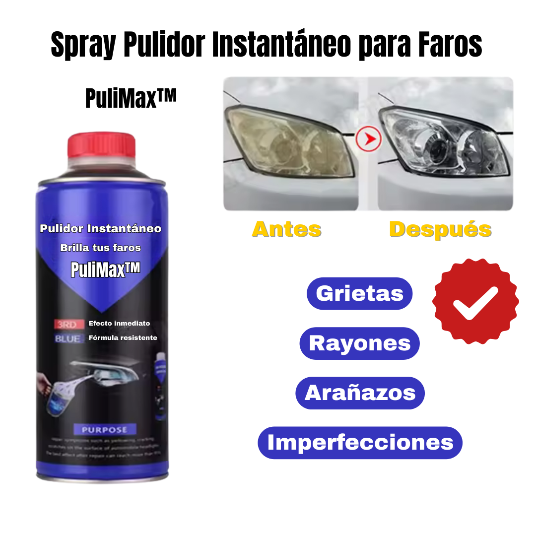 PuliMax | Spray Pulidor Instantáneo para Faros