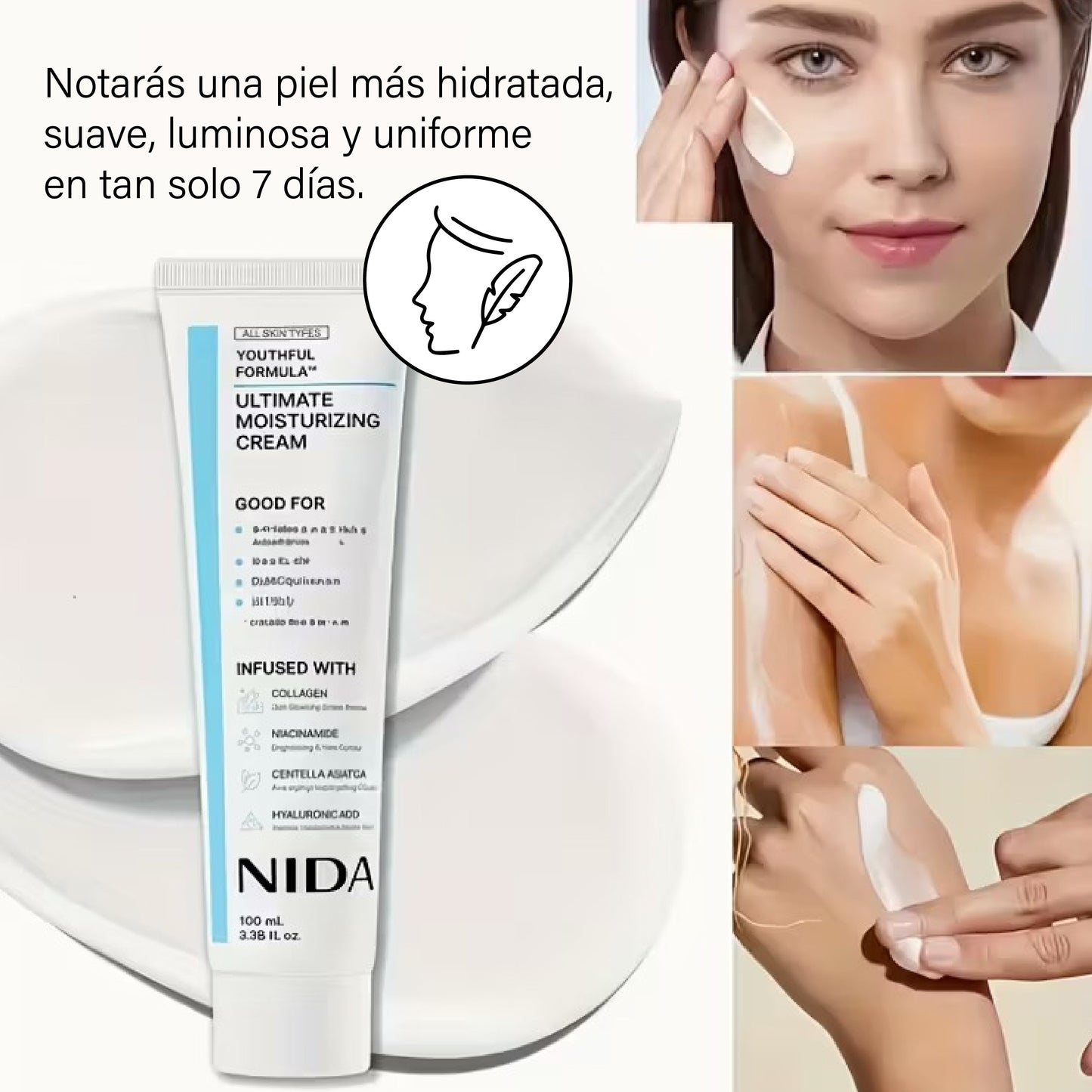 Nida: Crema hidratante con hialurónico y glicerina