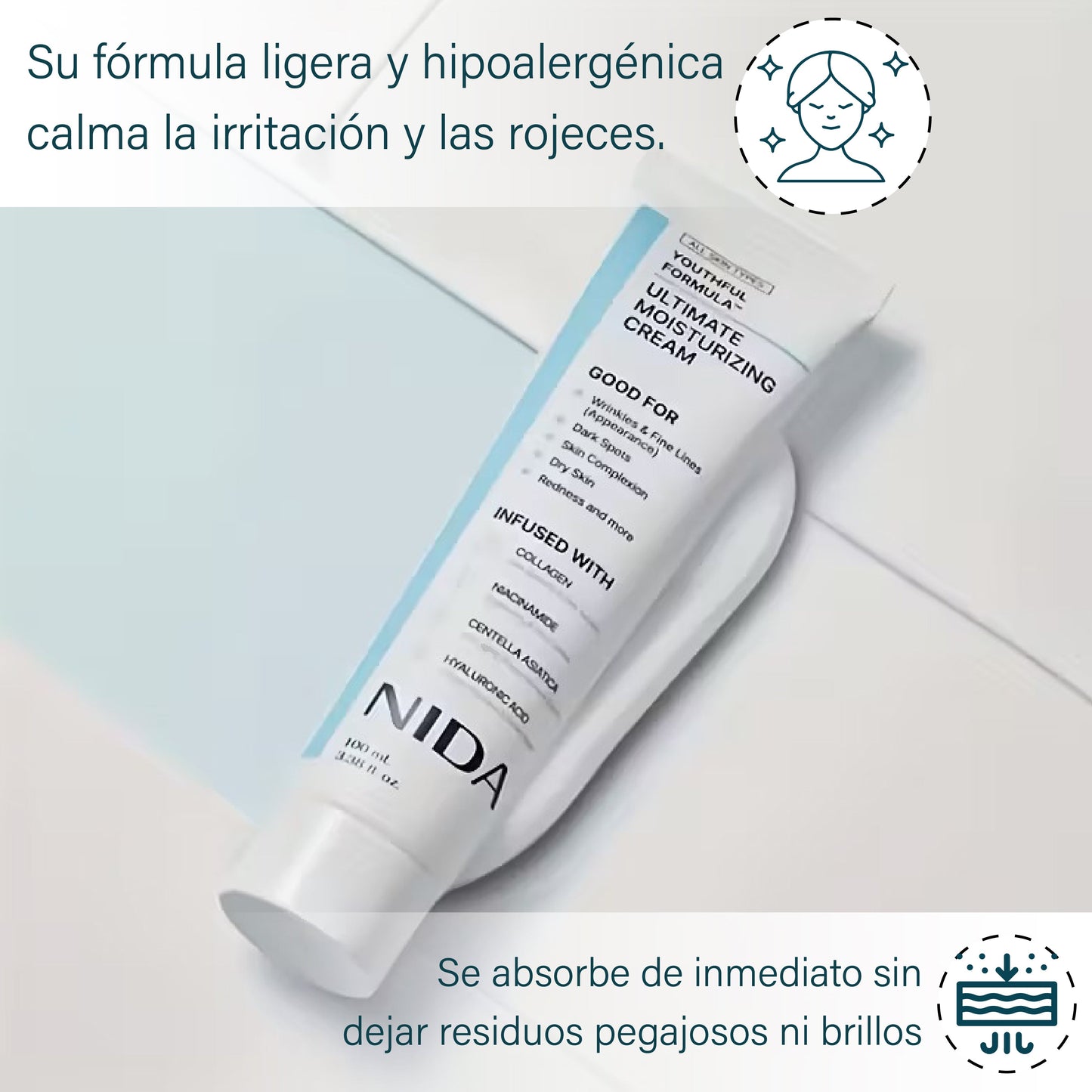 Nida: Crema hidratante con hialurónico y glicerina